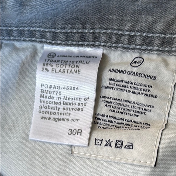AG Adriano Goldschmied Men's 30R Ag-ed Straight Jeans in Light Blue - Picture 3 of 5